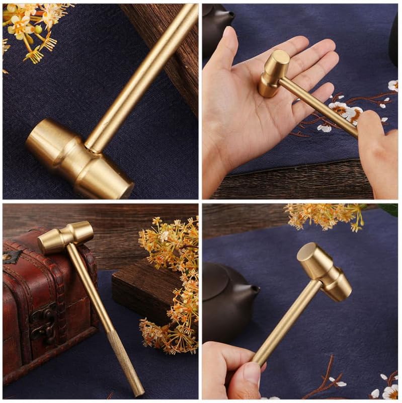 DIYEAH Mini Brass Hammer Multifunction Copper Hammer Golden Sledge Lobster Crab Mallet Nutcracker Screwdriver Hand Tools for Watchmaker Jewelers Supplies - Image 1